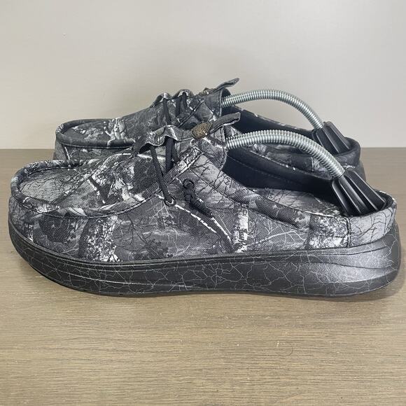 Jelly Roll Hey Dude Mens Size 12 Slides NEW Realtree Edge Wally Black Camo Shoes